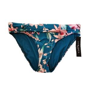 LA BLANCA Flyaway Orchid Printed Shirred Band Hipster Bikini Bottoms LBOMO95